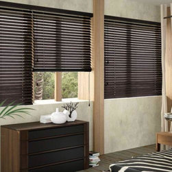 American Blinds Signature Wood Blinds in Dark Walnut - Venetian Blinds