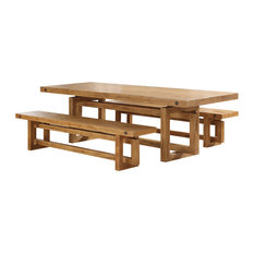 Trendy Dining Table Sets For 2018 Houzz Besp Oak Winston Reclaimed Dining Table Set With 2 Benches