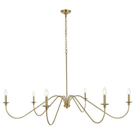 Rohan 6 Light Chandelier, Satin Gold