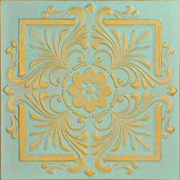 Victorian , Styrofoam Ceiling Tile, 20"x20", #R14, Gold Moss