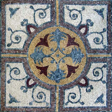 Marble Flower Mosaic, Vinia, 35"x35"