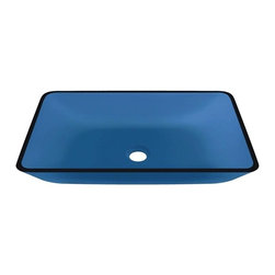 Genoa Aqua Colored Glass Vessel Bathroom Sink - Bathroom Sinks