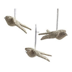 Sparkle Dove Ornaments - Set of 3 - New - Christmas Ornaments