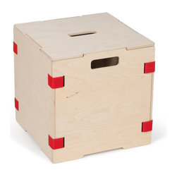 Sprout - Stackable Wood Cube Storage Box, Red, With Lid, Single Box - Storage Bins And Boxes