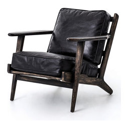 Mid-Century Modern Brooks Leather Lounge Chair - Armchairs And Accent Chairs