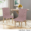 Noble House Fieldmaple Tufted Fabric Dining Chair in Light Blush (Set of 2)