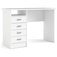 Tvilum Warner Contemporary Engineered Wood Desk with 4 Drawers in White