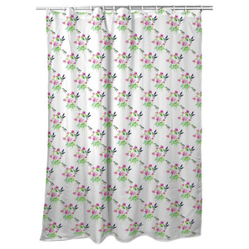 Betsy Drake Ruby Throat Hummingbird Tiled Shower Curtain