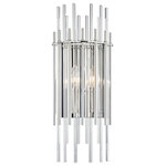 Hudson Valley Lighting - Wallis, 2 Light, Wall Sconce, Polished Nickel Finish, Clear Glass - From the side or from underneath, Wallis presents an interesting perspective. By layering glass and metal rods at staggered but even lengths in a classic drum shape, Wallis manages to feel both contemporary and familiar. At the same time, it directs light vertically and diffuses it horizontally.