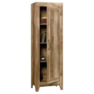 Pemberly Row Farmhouse Engineered Wood Storage Cabinet in Oak
