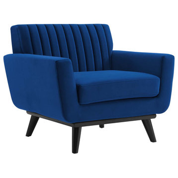 Engage Channel Tufted Performance Velvet Armchair, Navy