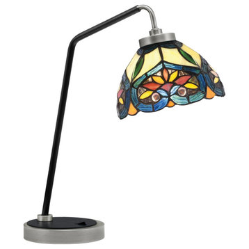 Table Lamps & Desk Graphite & Matte Black Finish 7 Pavo Art Glass