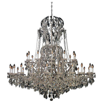 Maria Theresa 37-Light 66" Traditional Chandelier in Polished Chrome with Clea