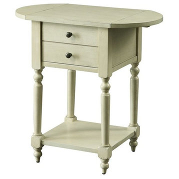 Furniture of America Mendez Wood Drop-Leaf Side Table in Antique White