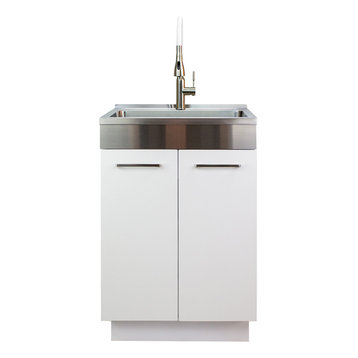 Transolid 24-in All-in-One Laundry Cabinet with Sink and Faucet in White, Laundr