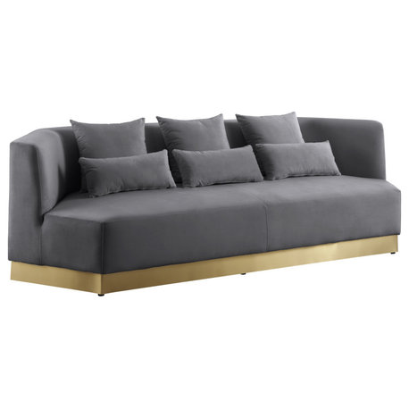 Marquis Velvet Upholstered Set, Gray, Sofa