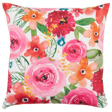 Santa Monica Throw Pillow With Floral Design, Cover Only