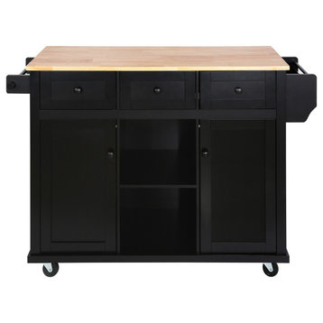 Black/Blue/White MDF Kitchen Cart Multifunctional, Storage Cabinet, Black