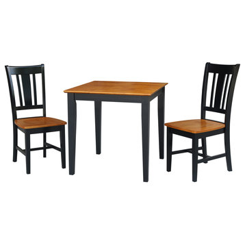 30x30 Dining Table with Chairs, Black/Cherry