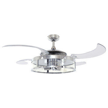 Fanaway Classic Retractable 4-Blade Ceiling Fan, Chrome and Clear