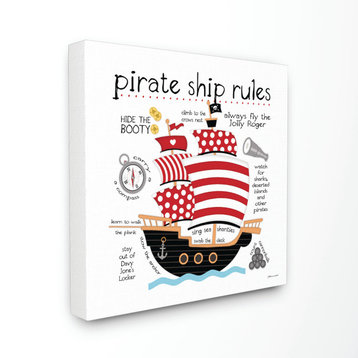 Stupell Industries Pirate Ship Rules, 30"x30", Canvas Wall Art
