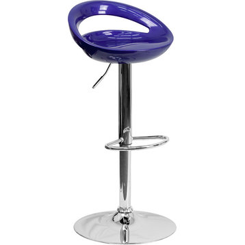 Flash Furniture Contemporary Blue Plastic Adjustable H Bar Stool