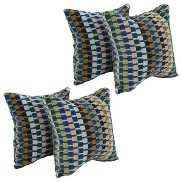 17" Jacquard Throw Pillows With Inserts, Set of 4, Legion Aegean