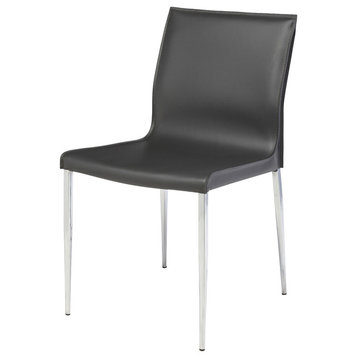 Colter Leather Dining Chair, Dark Gray