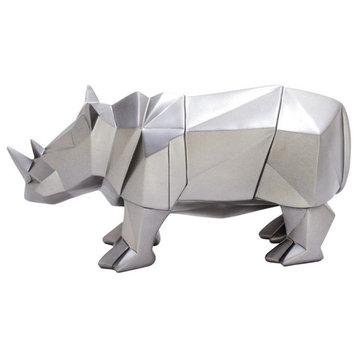 CosmoLiving by Cosmopolitan Silver Polystone Sculpture, Rhino
