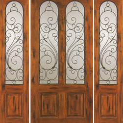 Knotty Alder Entry Prehung Door with Two Sidelites, Twin Lite - Front Doors