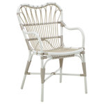 Sika Design - Margret Chair Exterior, Dove White - The Margret Outdoor Armchair by Sika Design is an eye-pleasing dining chair made with optimal comfort in mind. A rediscovered Danish design, the chair showcases a high, wide back with a curved top and looped strands resembling a peacocks plumage.  Handmade using Alu-Rattan, a powder-coated aluminum tubing curved to resemble natural rattan, the chair is beautifully wrapped and bound in maintenance-free ArtFibre, a polyethylene material that has UV and weather protection. Weatherproof materials coupled with the solid craftsmanship of this chair make it ideal for both residential and commercial outdoor dining spaces.