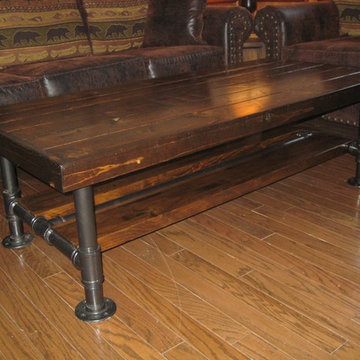 Rustic Industrial Reclaimed Wood & Pipe Coffee Table