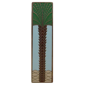 Royal Palm Pull Antique Brass Vertical, Antique Brass and Pale Blue