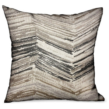 Plutus Jagged Sand Brown Geometric Luxury Outdoor/Indoor Throw Pillow, 16"x16"
