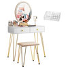 Costway Vanity Makeup Dressing Table with Mirror Touch Switch in White