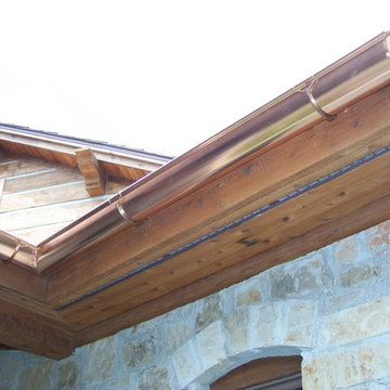 6 inch Round Copper Gutter with 4 inch Round Copper Downspouts