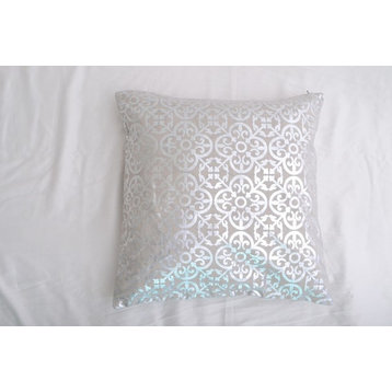 Classic Beige and Silver Embossed Decorative Pillowcase