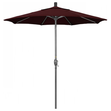 7.5' Patio Umbrella Grey Pole Push Button Tilt Crank Lift Pacifica, Burgundy