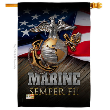 Marine Semper Fi Americana Military House Flag