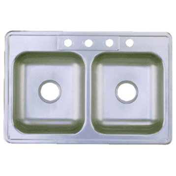 Franke FDS604NB Double Bowl Sink Stainless Steel, 33" x 22" x 6"