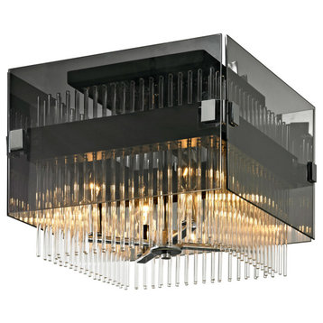 Apollo Semi-Flush Mount, Dark Bronze, Plated Smoked and Clear Glass Rods