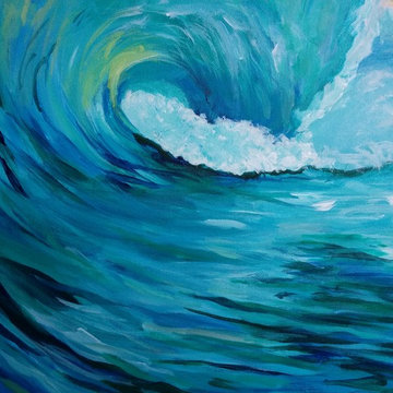Custom Wave Painting for Cape Cod client
