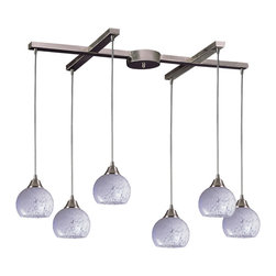 Elk Lighting - Elk Lighting Mela Satin Nickel & Snow White Glass Six-Light 33'' Wide Island Lig - Pendant Lighting