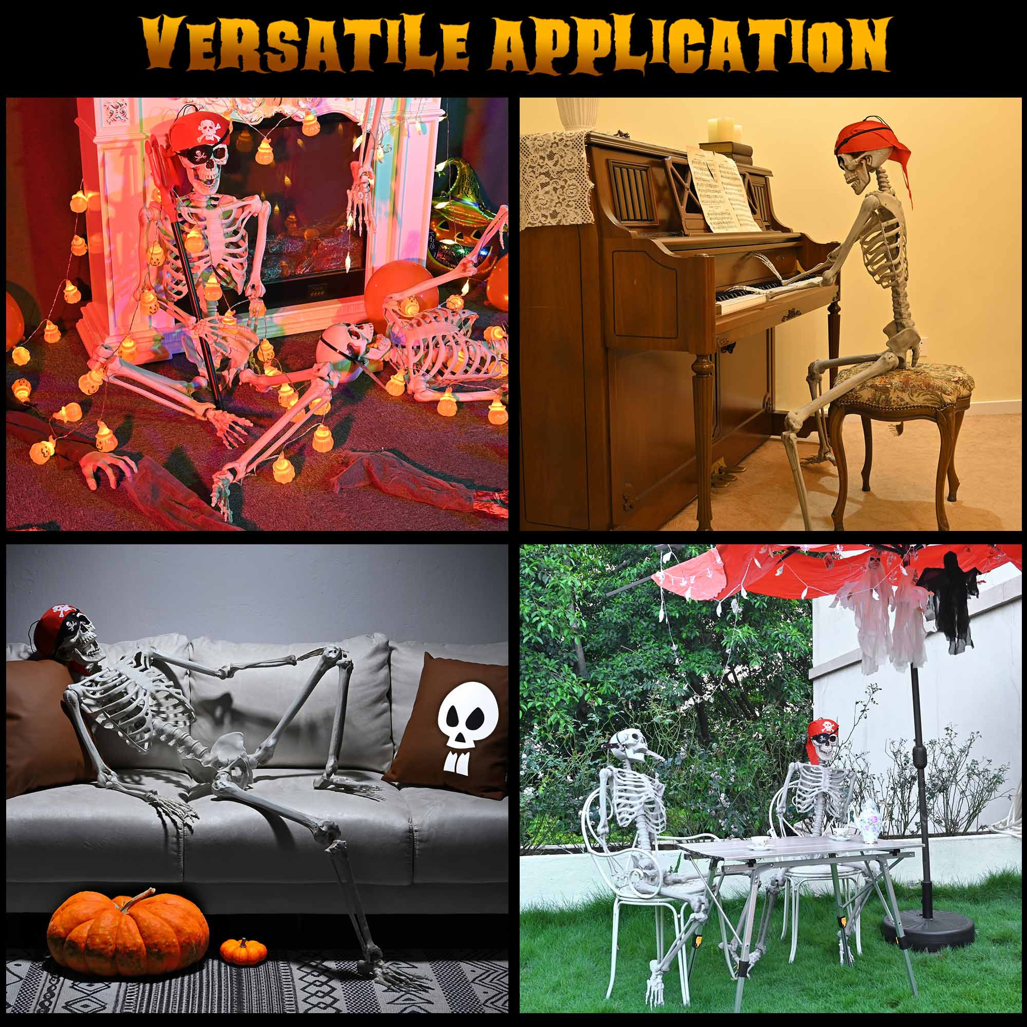 Yescom 2PCS Life Size Skeleton Poseable 5.4 Ft for Halloween Party ...