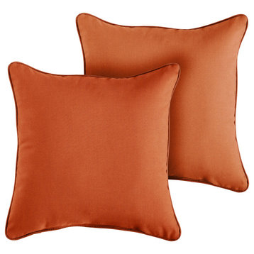 Sunbrella Canvas Rust Outdoor Corded Pillow Set, 16x16