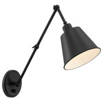 Crystorama - Mitchell 1 Light Matte Black Wall Mount - The functional and fashionable Mitchell task light is versatile enough to fit into any interior. Stylish, modern and minimal, the fixture features a tapered metal shade and round beveled backplate, powered by a dimmable switch to adjust brightness and can be hardwired or plugged into your outlet. Designed to direct light where you need it most, this fixture is both sleek and contemporary, allowing its design to be incorporated easily into any home decor.