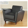 Lorell Reception Seating Chair With Tablet, Leather Black Seat
