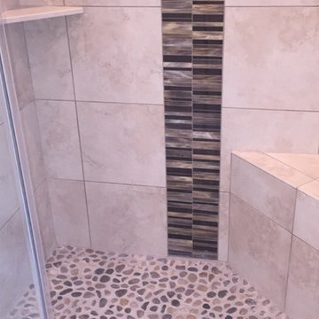 Guest Bathroom and shower with pebbles