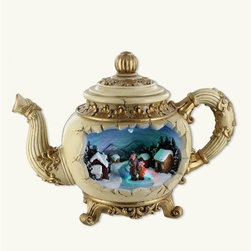Teapot Diorama Christmas Music Box - Holiday Accents And Figurines