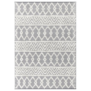 Flash Furniture 60" x 85" Hand Woven Diamond Pattern Cotton Area Rug in Gray